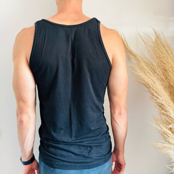 AMERICAN APPAREL Black Crew Neck Basic Unisex Muscle Tank Top Sleeveless Shirt M - Picture 8 of 10